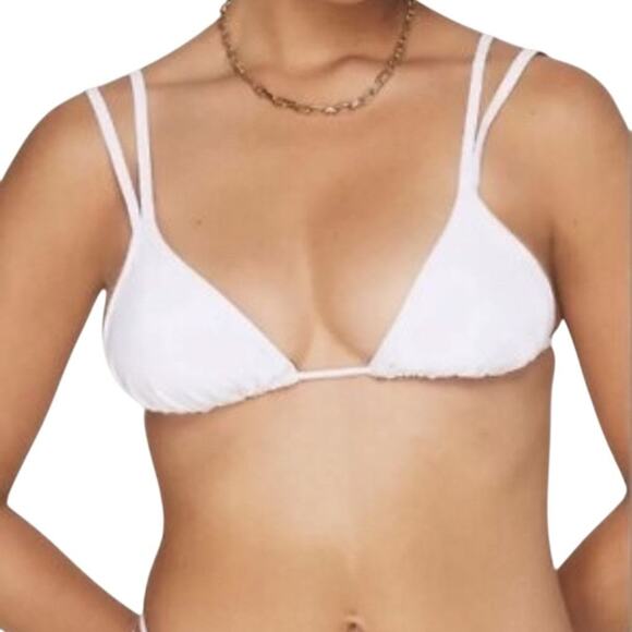 New Imperfect Andie x Demi Moore Women's Cannes White Triangle Bikini Top Medium - Picture 1 of 8